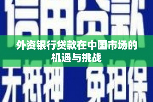 六安外资银行贷款在中国市场的机遇与挑战