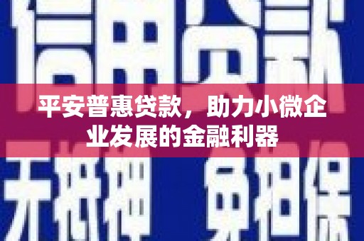 六安平安普惠贷款，助力小微企业发展的金融利器