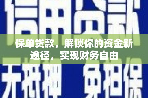 六安保单贷款，解锁你的资金新途径，实现财务自由