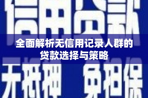 六安全面解析无信用记录人群的贷款选择与策略